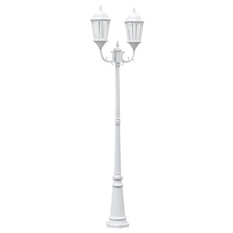 vidaXL Tuin Lampenpaal 2-Lamp E27 Wit 235 cm Aluminium afbeelding2 - 1