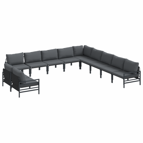 vidaXL Tuin Sofa Set met kussen Antraciet Staal afbeelding2 - 1