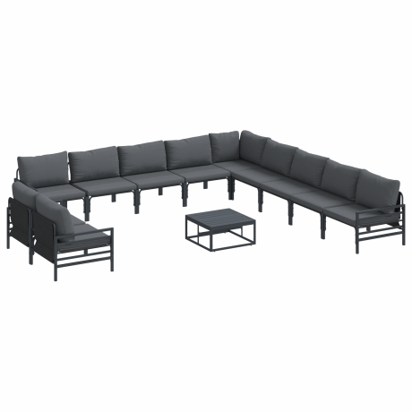 vidaXL Tuin Sofa Set met kussen Antraciet Staal afbeelding2 - 1