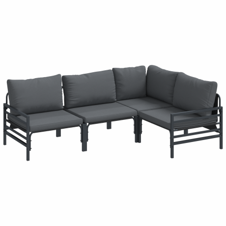 vidaXL Tuin Sofa Set met kussen 4 pcs Antraciet Staal afbeelding2 - 1