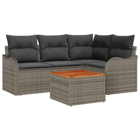 vidaXL Tuin Sofa Set 5 pcs Grijs Groot Poly rattan & Stof afbeelding2 - 1