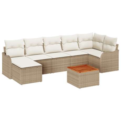 vidaXL Tuin Sofa Set 8 pcs Beige, wit Groot Riet, hout afbeelding2 - 1