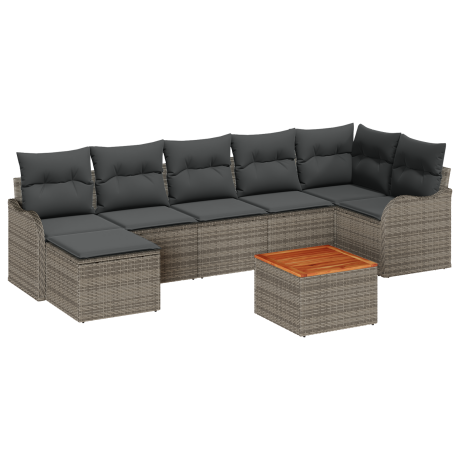 vidaXL Tuin Sofa Set 8 pcs Grijs Groot Riet, hout afbeelding2 - 1