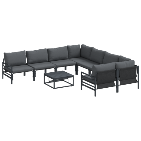 vidaXL Tuin Sofa Set met kussen Antraciet Staal afbeelding2 - 1