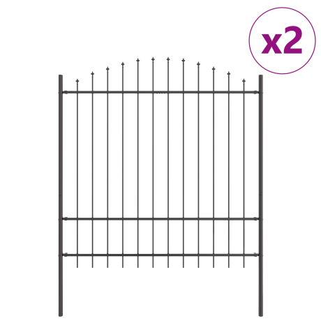 vidaXL Tuinafscheiding met Hoofdtop Grijs 3,4x1,75 m Staal afbeelding2 - 1