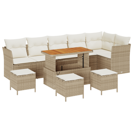 vidaXL Tuinbank 4-zits modulair met kussens rattan beige afbeelding2 - 1