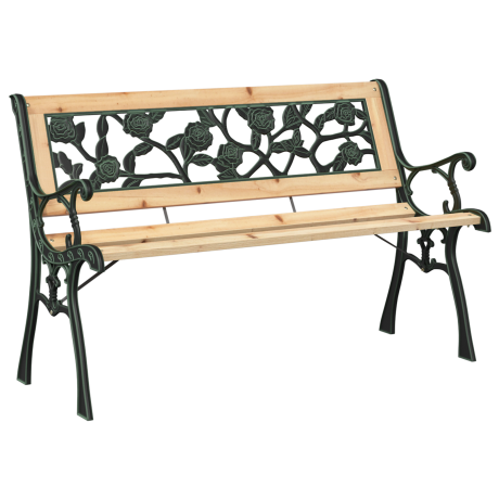 vidaXL Tuinbank met rugleuning 116 cm rozenpatroon hout afbeelding2 - 1