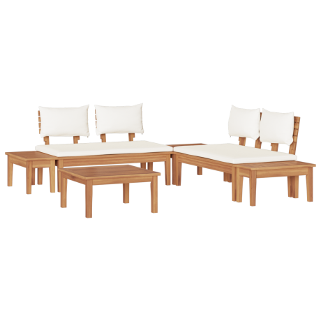 vidaXL Tuinbankset 3 pcs Bruin en Crème 2-zits Small Massief hout afbeelding2 - 1