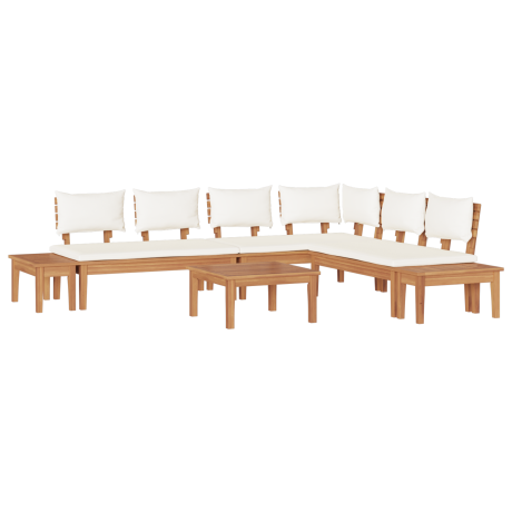vidaXL Tuinbankset 4 pcs Bruin en Crème 2-zits Medium Hout en Stof afbeelding2 - 1