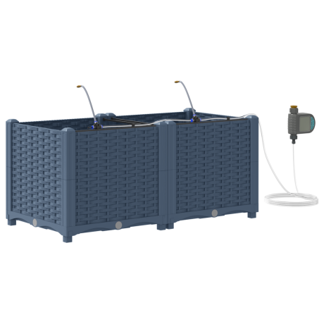vidaXL Tuinfafiers 1 stuk Basketweave met opslag Grijs 40 x 40 x 126cm Kunststof afbeelding2 - 1