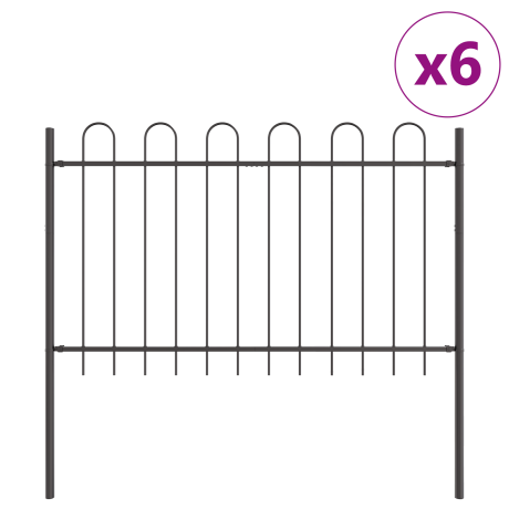 vidaXL Tuinhek 6 pcs Grijs 10,2 x 0,8 m Poedercoating staal afbeelding2 - 1