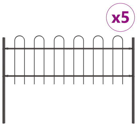 vidaXL Tuinhek 5 pcs Grijs 8,5 x 0,6 m Poedercoating staal afbeelding2 - 1