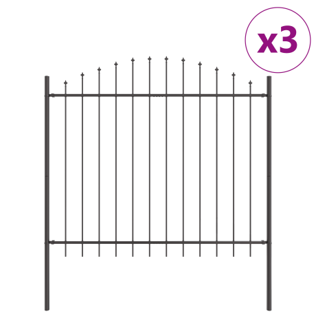 vidaXL Tuinhek 3 pcs Grijs 170 x 190 cm Gepoedercoat staal afbeelding2 - 1