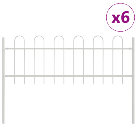 vidaXL Tuinhek 6 pcs Wit 10,2 x 0,6 m Poedercoating staal afbeelding2 - 1