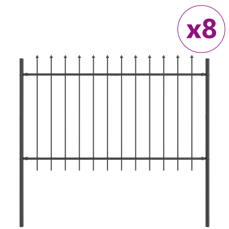 vidaXL Tuinhek 8 pcs Grijs 13,6 x 1,2 m Poedercoating staal afbeelding2 - 1