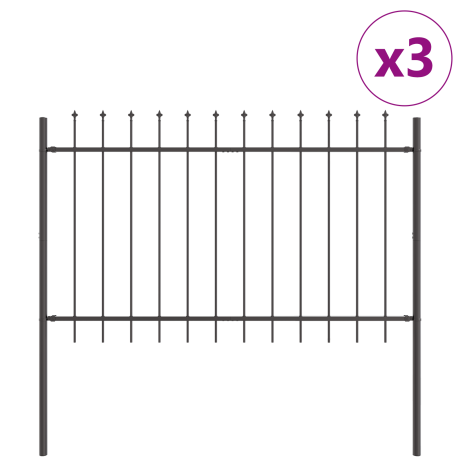 vidaXL Tuinhek 3 pcs Grijs 5,1 x 1,2 m Poedercoating staal afbeelding2 - 1
