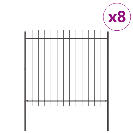 vidaXL Tuinhekje met Spitse Bovenkant Grijs 13,6x1,5 m Staal afbeelding2 - 1