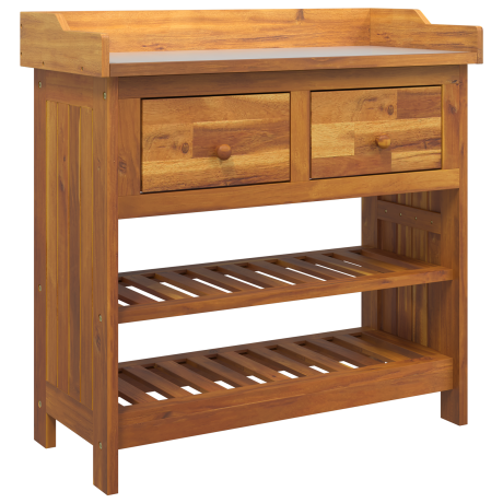 vidaXL Tuinkast met lade met plank met opslag Bruin 78 x 36,5 x 78 cm Massief acaciahout afbeelding2 - 1