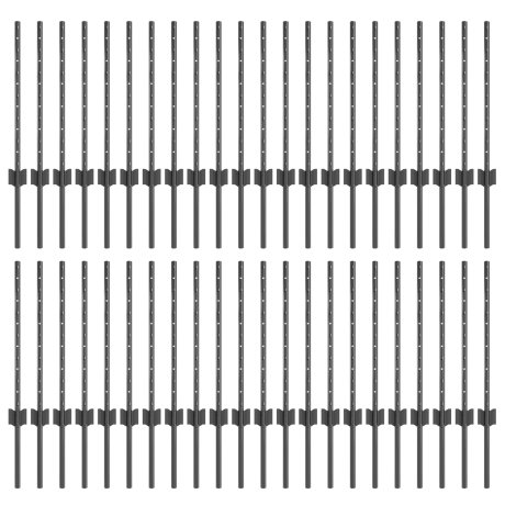 vidaXL Tuinklanten 44 stuks U-Channel Grijs 100 cm Staal afbeelding2 - 1
