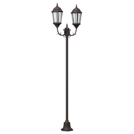 vidaXL Tuinlamp paal 2 lampen E27 220 cm aluminium bronskleurig afbeelding2 - 1