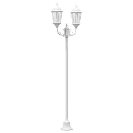 vidaXL Tuinlamp paal 2 lampen E27 220 cm aluminium wit afbeelding2 - 1