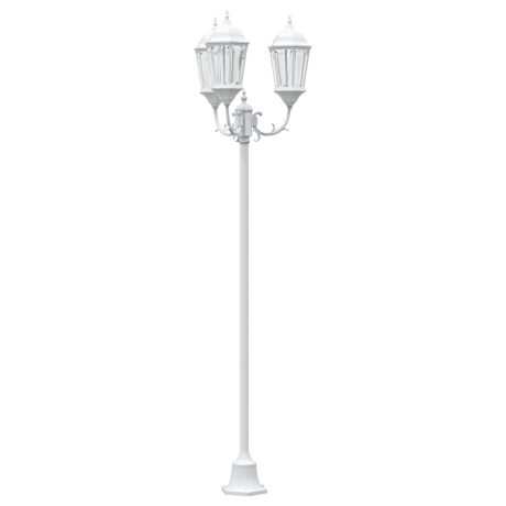 vidaXL Tuinlamp paal 3 lampen E27 220 cm aluminium wit afbeelding2 - 1