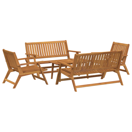 vidaXL Tuinmeubelen met Tafel - 5 delig Massief Acaciahout afbeelding2 - 1