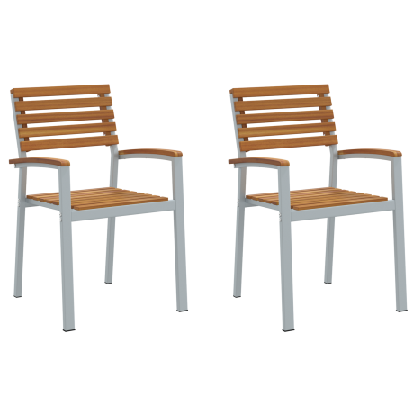 vidaXL Tuinstoel 2 pcs Bruin 56 x 57 x 87 cm Massief Acaciahout afbeelding2 - 1