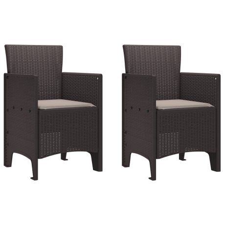vidaXL Tuinstoelen 2 st met kussens poly rattan bruin afbeelding2 - 1