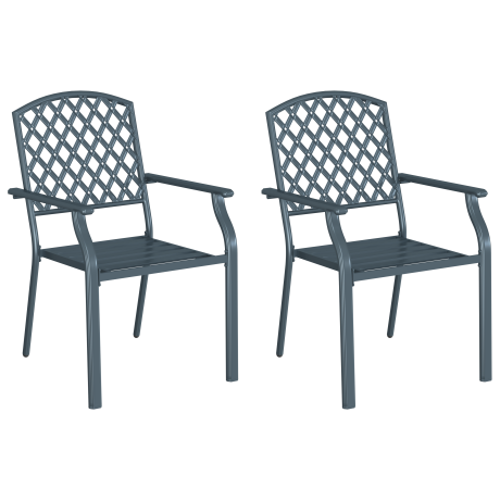 vidaXL Tuinstoel 2 pcs Antraciet 56 x 65 x 89 cm Staal afbeelding2 - 1