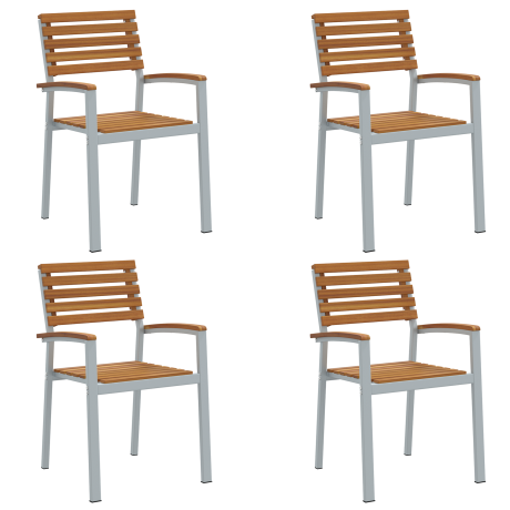 vidaXL Tuinstoel 4 pcs Bruin 56 x 57 x 87 cm Massief Acaciahout afbeelding2 - 1