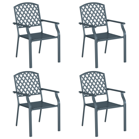 vidaXL Tuinstoel 4 pcs Antraciet 56 x 65 x 89 cm Staal afbeelding2 - 1