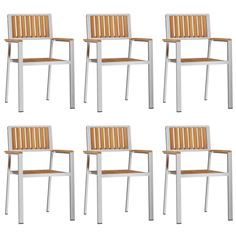 vidaXL Tuinstoel 6 pcs Bruin 56 x 54,5 x 87 cm Massief Teakhout afbeelding2 - 1