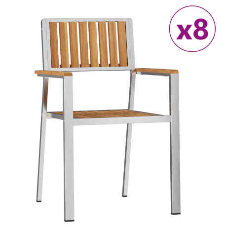 vidaXL Tuinstoel 8 pcs Bruin 56 x 54,5 x 87 cm Massief Teakhout afbeelding2 - 1
