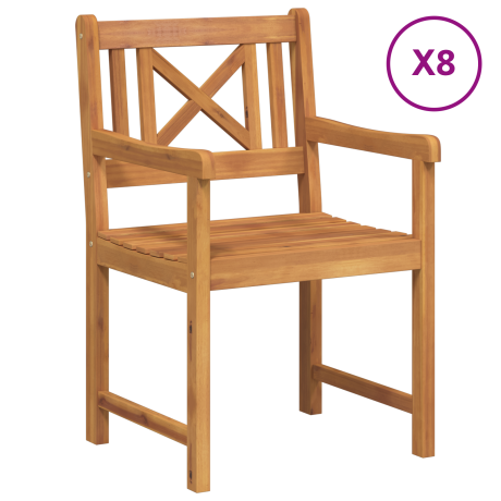 vidaXL Tuinbank 8 pcs Naturel 56 x 55,5 x 90 cm Massief Acaciahout afbeelding2 - 1