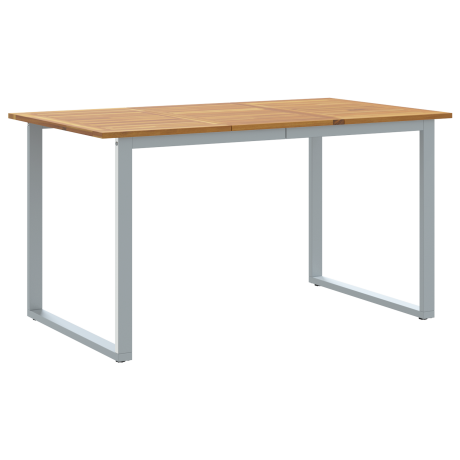 vidaXL Tuintafel 140x80x75 cm staal en massief acaciahout grijs afbeelding2 - 1