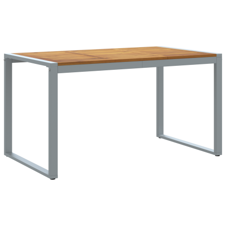 vidaXL Tuintafel 140x80x75 cm staal en massief acaciahout grijs afbeelding2 - 1