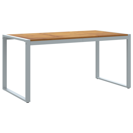 vidaXL Tuintafel 160x80x75 cm staal en massief acaciahout grijs afbeelding2 - 1