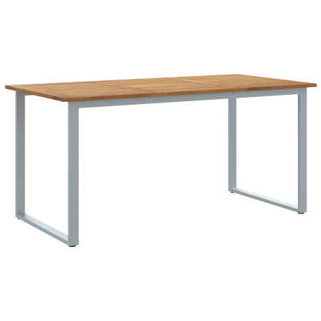 vidaXL Tuintafel 160x80x75 cm staal en massief acaciahout grijs afbeelding2 - 1
