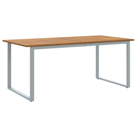 vidaXL Tuintafel 180x90x75 cm staal en massief acaciahout grijs afbeelding2 - 1