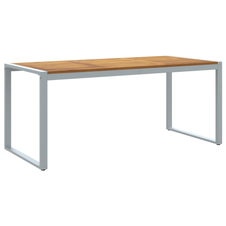 vidaXL Tuintafel 180x90x75 cm staal en massief acaciahout grijs afbeelding2 - 1