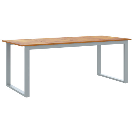vidaXL Tuintafel 200x90x75 cm staal en massief acaciahout grijs afbeelding2 - 1