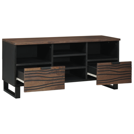 vidaXL TV-kast 100x33.5x46 cm Massief Hout Mangou&Engineered Wood afbeelding2 - 1