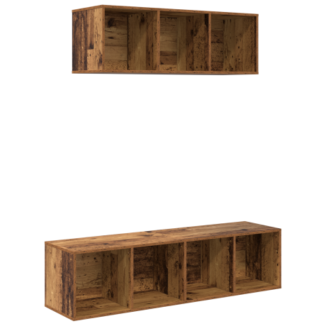vidaXL TV-kast set 2 pcs Oud hout 37 x 37 x 142.5 cm Bewerkt hout afbeelding2 - 1