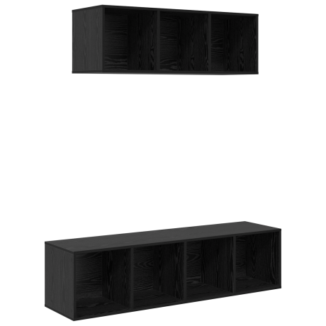 vidaXL TV-kast set 2 pcs Zwart eiken 37 x 37 x 142.5 cm Bewerkt hout afbeelding2 - 1