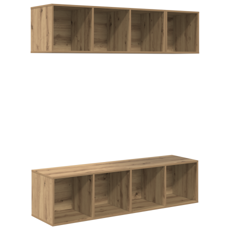 vidaXL TV-kast set 3 pcs artisanaal eikenkleurig Bewerkt hout afbeelding2 - 1