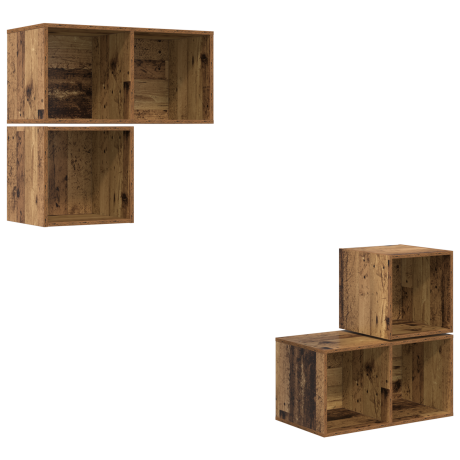 vidaXL TV-kast set 4 pcs Oud hout 37 x 37 x 72 cm Bewerkt hout afbeelding2 - 1