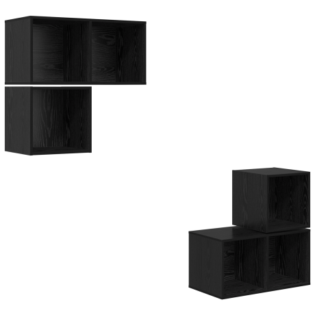 vidaXL TV-kast set 4 pcs Zwart eiken 37 x 37 x 72 cm Bewerkt hout afbeelding2 - 1