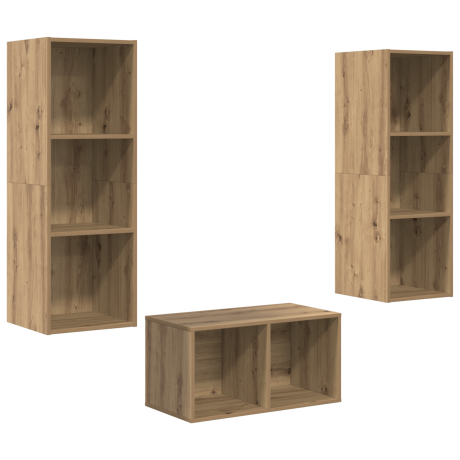 vidaXL TV-kast set met plank artisanaal eikenkleurig 37 x 37 x 107 cm afbeelding2 - 1