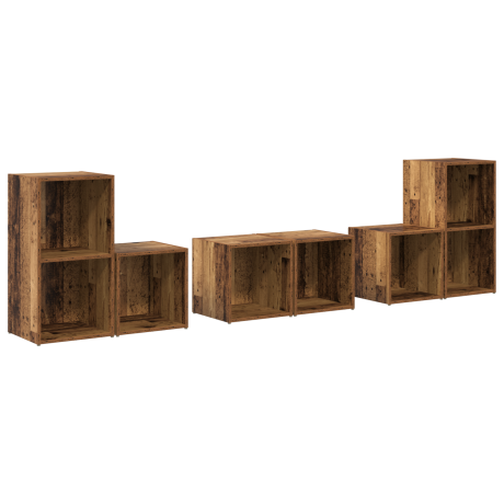 vidaXL TV-kast set met plank met opslag 6 pcs Oud Hout Bewerkt hout afbeelding2 - 1